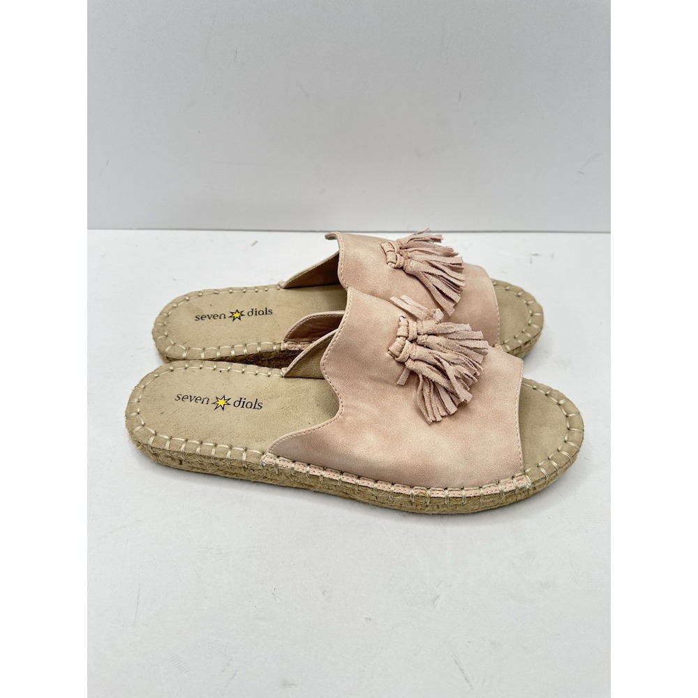 Seven Dials Wendelle Slide Espadrille Tassel Sandal 8.5M Pale Pink Faux Suede - Picture 3 of 8